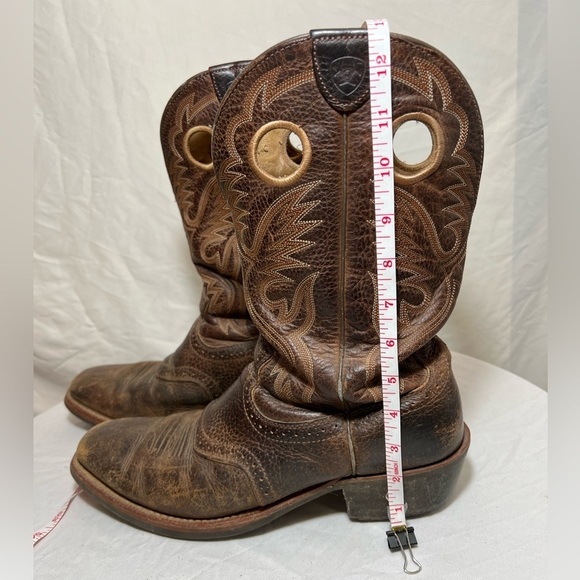 Ariat Men's Heritage Roughstock Oiled Brown Rowdy Square Toe Buckaroo Boots - 12 - Picture 7 of 9